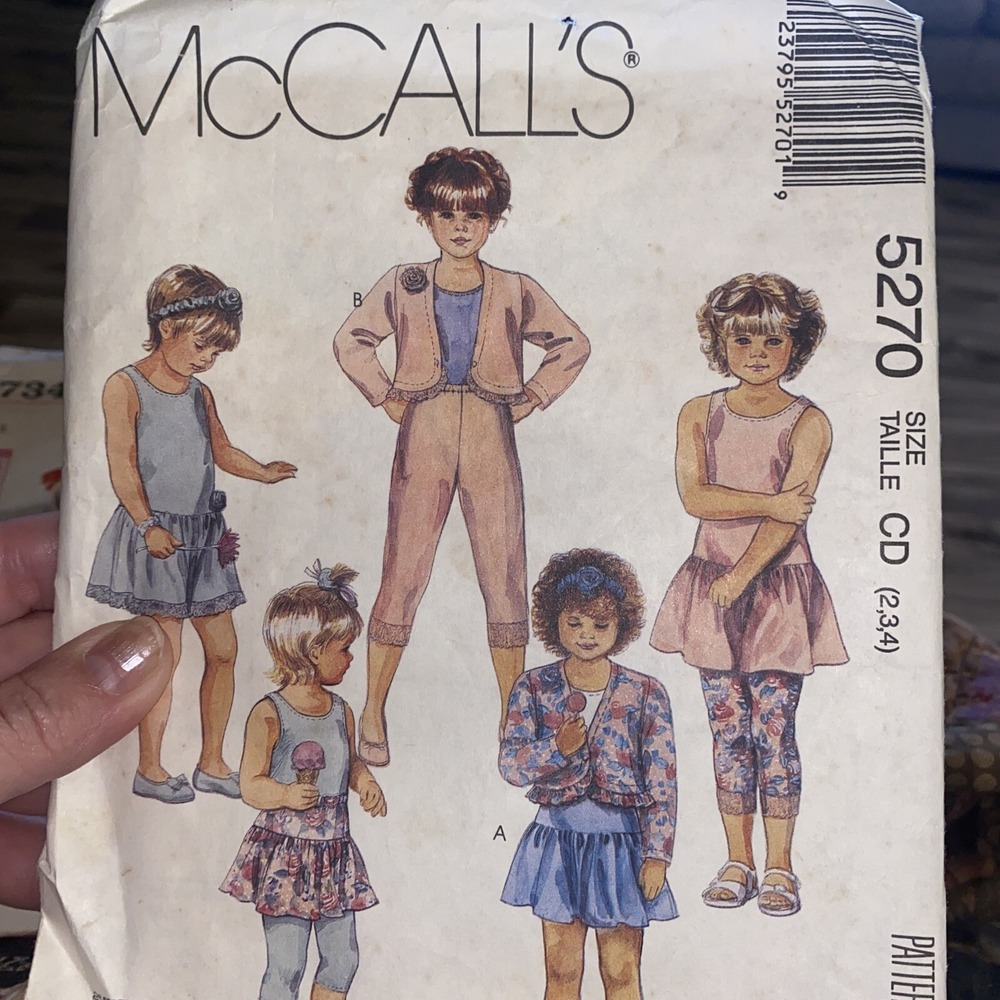 1991 Vintage McCalls 5270 Girls Sewing Pattern Size 2-4 Jacket Dress Leggings